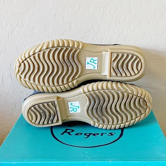 Jack Rogers Draper James 6 Chloe Midnight Blue White Gingham Check Boots Rare! - Picture 9 of 9